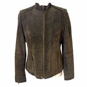 ALFANI Chocolate Brown 100% Suede Jacket sz S